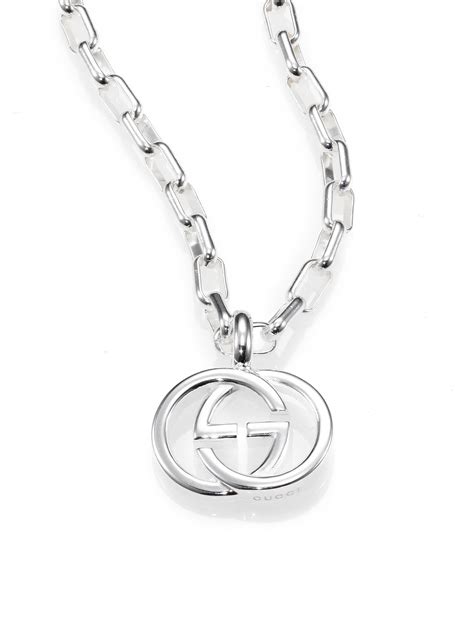 gucci silver gg necklace|Gucci silver charm necklace.